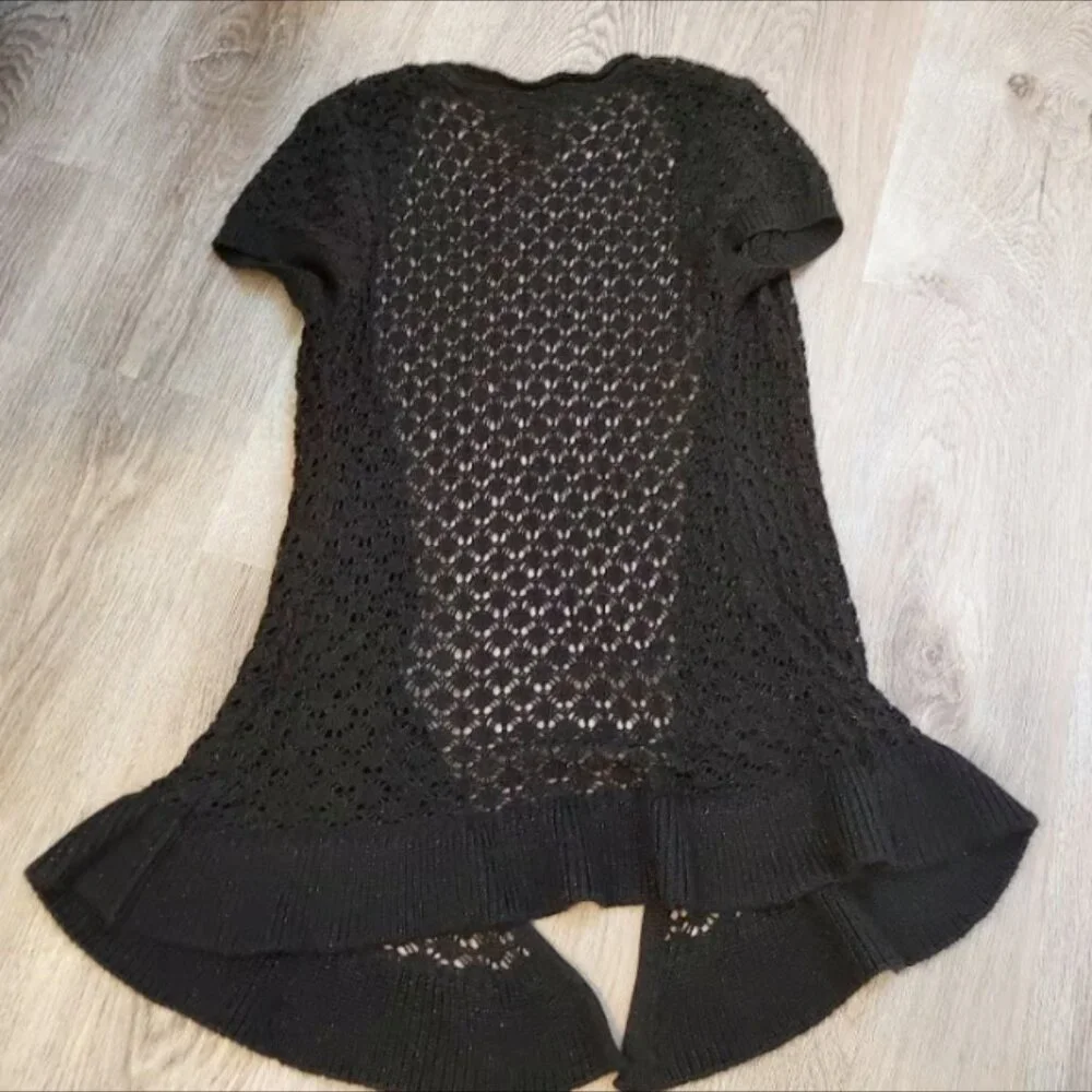 *It's Our Time Black Crochet Y2K 90's Size XL Boho Bohemian Retro Hippie Ruffle